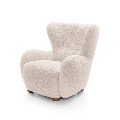 Fotel 88 cm do relaksu w stylu skandynawskim | Tedi Perłowy Krem (ROLF 03) Dąb