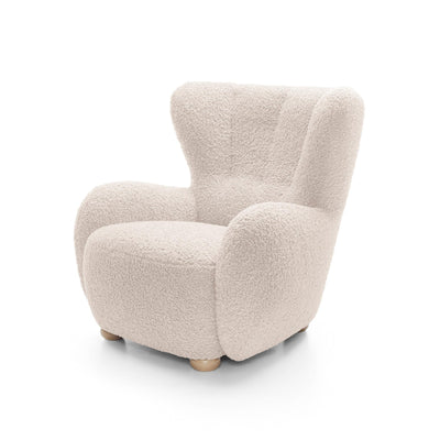 Fotel 88 cm do relaksu w stylu skandynawskim | Tedi Perłowy Krem (ROLF 03) Buk