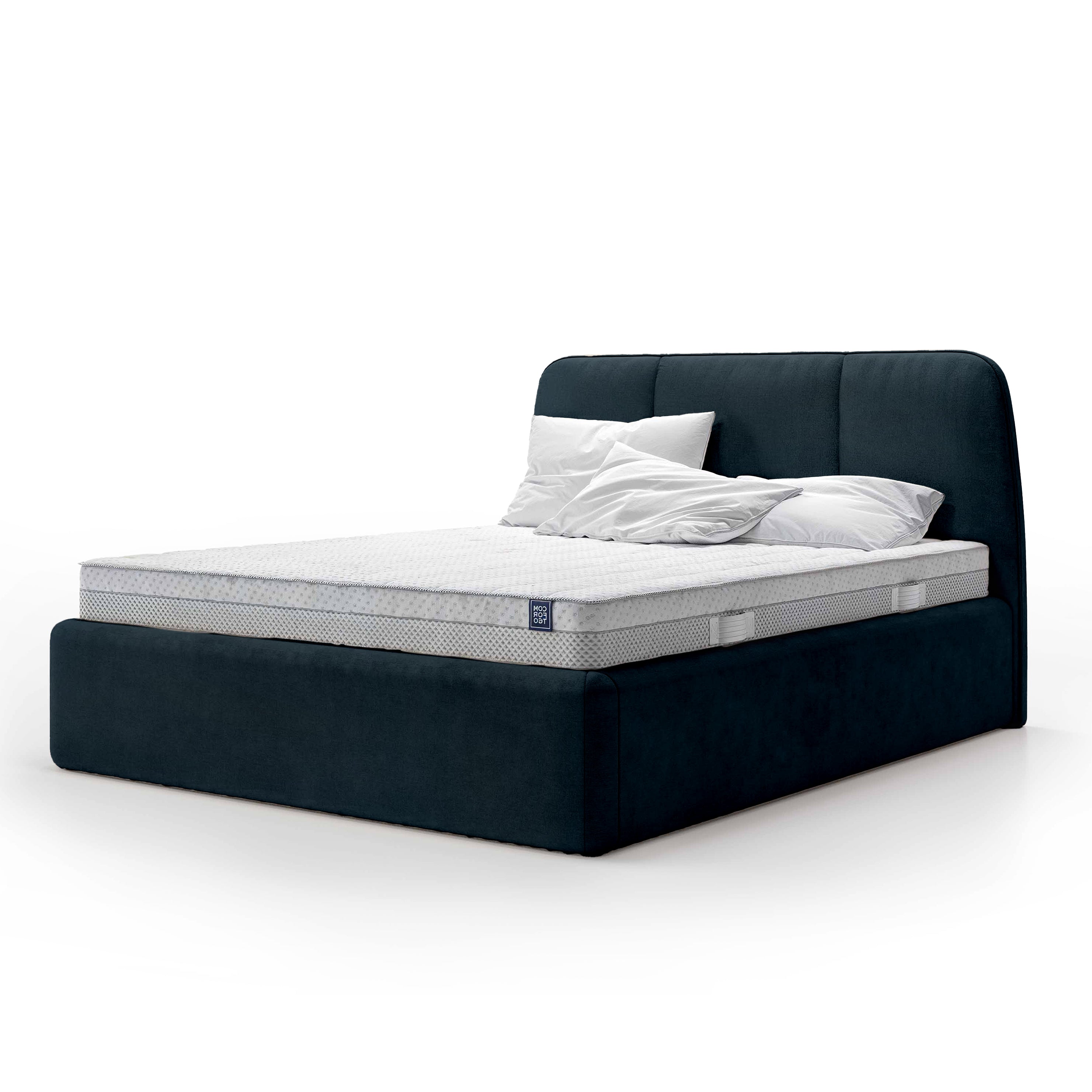 Łóżko tapicerowane z dużym pojemnikiem w stylu soft minimalism | Elle 200 Nocny Granit (VOUGE 13)