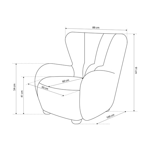 Fotel 88 cm do relaksu w stylu skandynawskim | Tedi