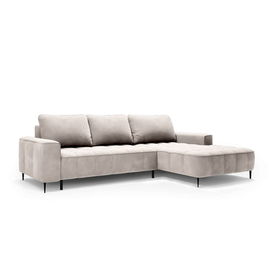 Narożnik z pojemnikiem na pościel 280 cm w stylu eleganckim | Francessco Prawostronna Porcelanowy Obłok (SALVADOR 01)
