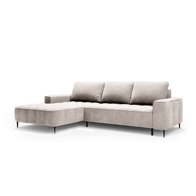 Narożnik z pojemnikiem na pościel 280 cm w stylu eleganckim | Francessco Lewostronna Porcelanowy Obłok (SALVADOR 01)