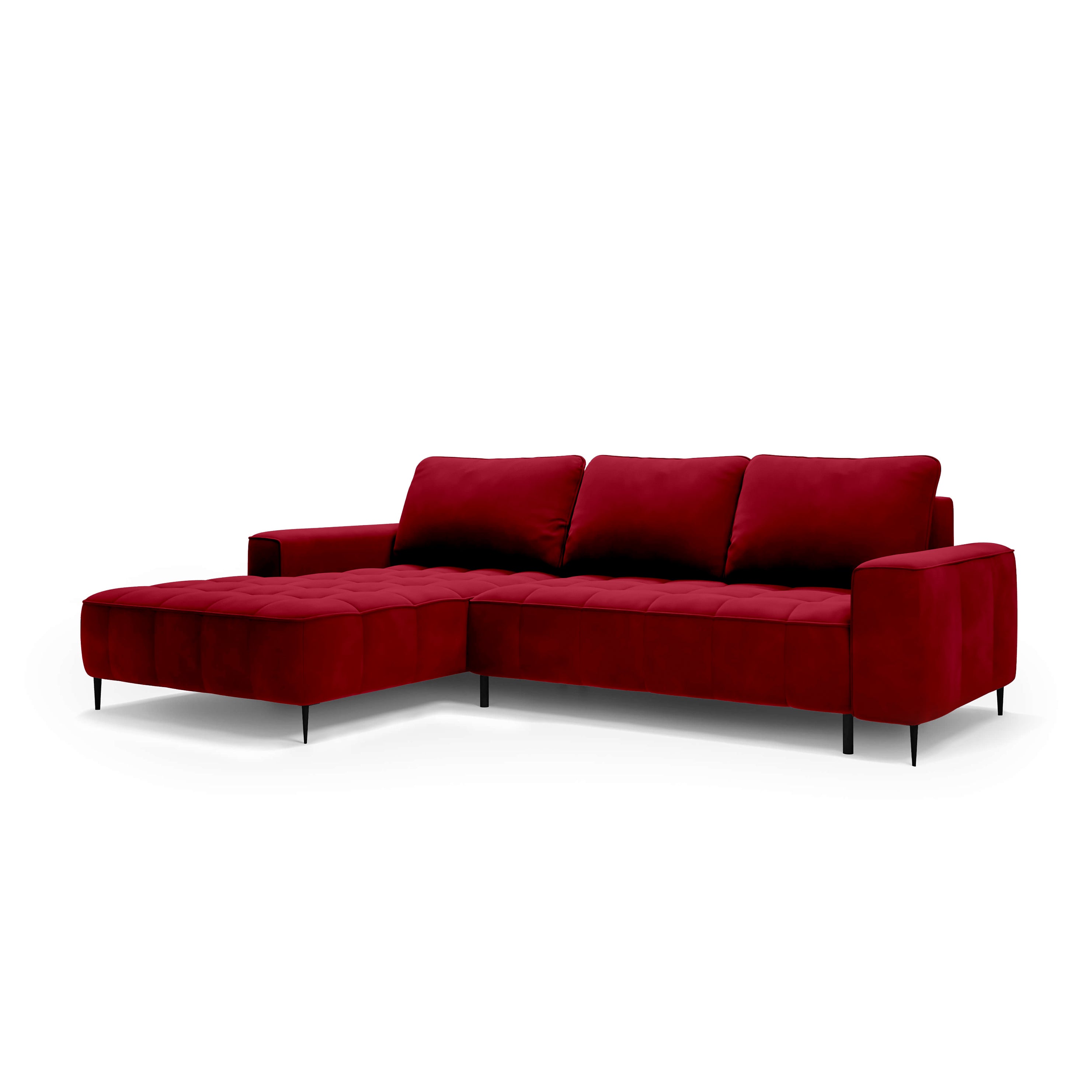 Narożnik z pojemnikiem na pościel 280 cm w stylu eleganckim | Francessco Lewostronna Winny Rubin (SALVADOR 13)