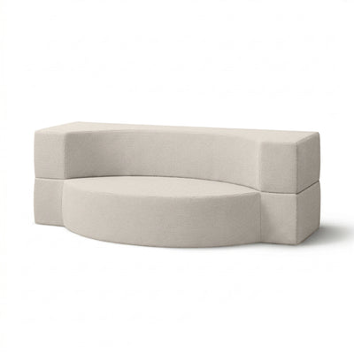Sofa ogrodowa piankowa 200x100x70 cm w stylu japandi, tkanina outdoorowa Harris | Lunaria Lniana Biel (HARRIS 7521)