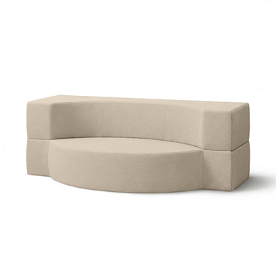 Sofa ogrodowa piankowa 200x100x70 cm w stylu japandi, tkanina outdoorowa Harris | Lunaria Porcelanowy Len (HARRIS 7522)
