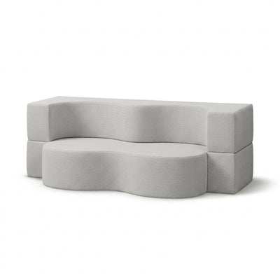 Sofa ogrodowa piankowa z funkcją spania w stylu nowoczesnym, tkanina Harris | Kamelia Mglista Biel (HARRIS 7524)