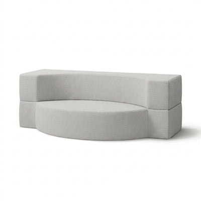 Sofa ogrodowa piankowa 200x100x70 cm w stylu japandi, tkanina outdoorowa Harris | Lunaria Mglista Biel (HARRIS 7524)