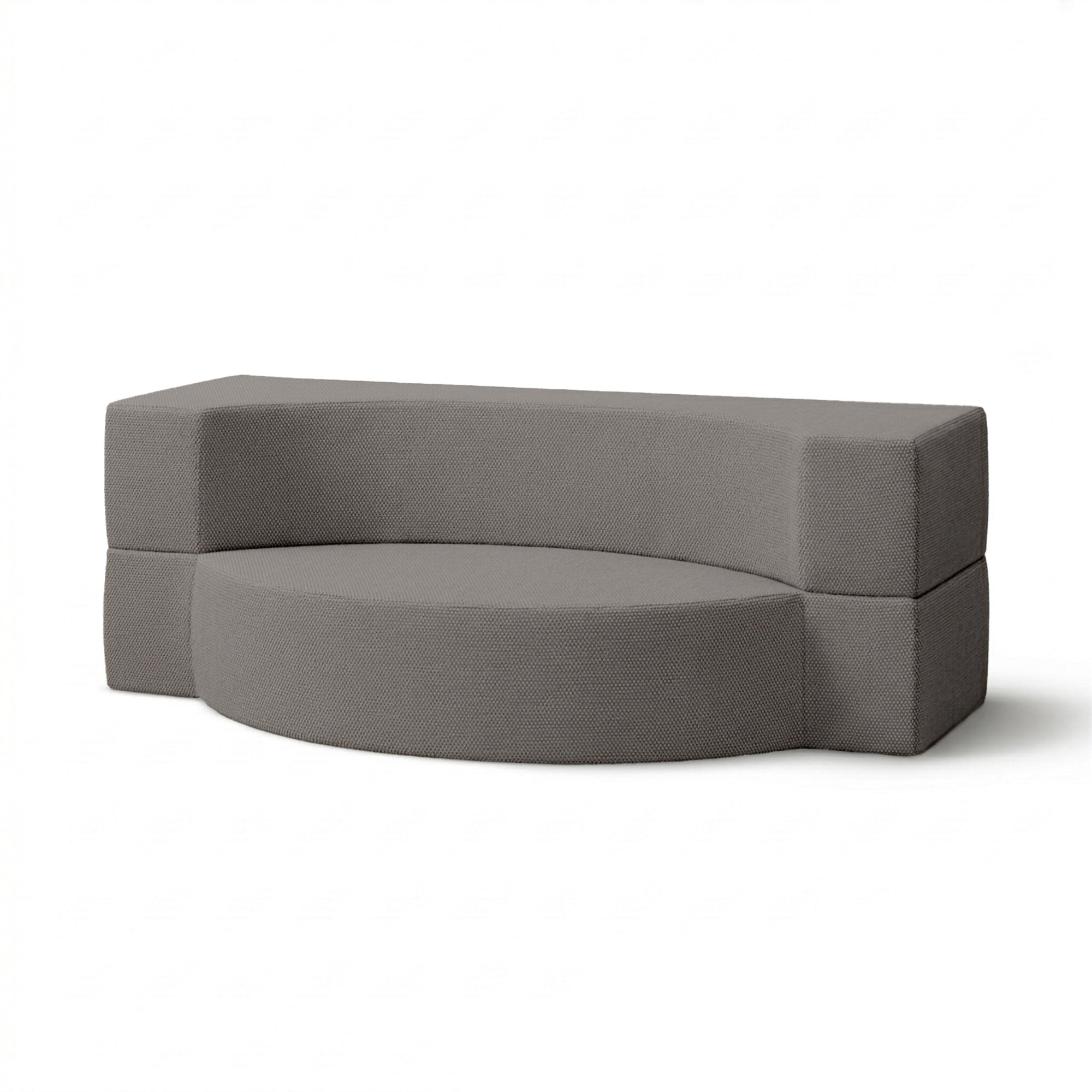 Sofa ogrodowa piankowa 200x100x70 cm w stylu japandi - tkanina outdoorowa Harris, półokrągła forma | Lunaria Grafitowy Pył (HARRIS 7525)