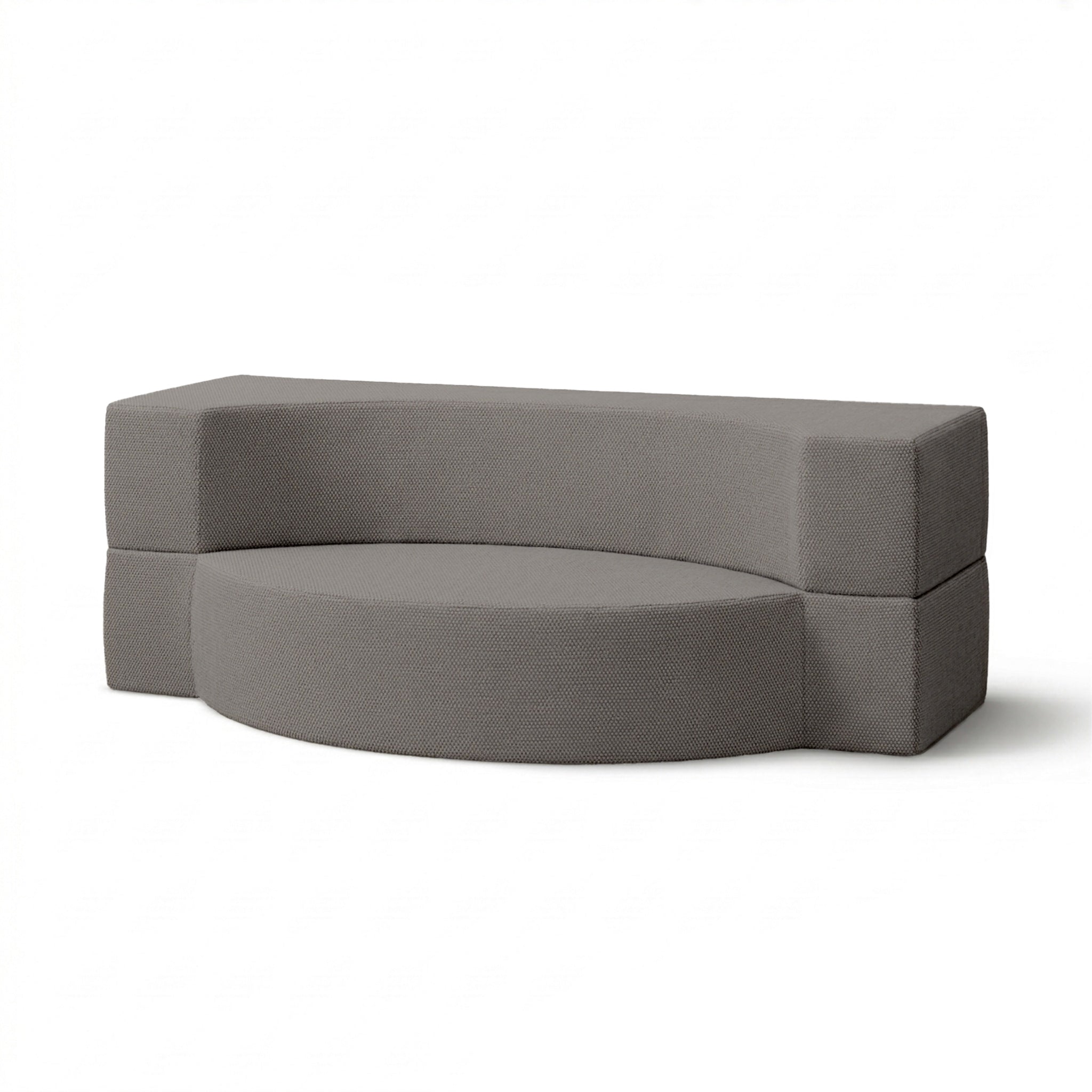 Sofa ogrodowa piankowa 200x100x70 cm w stylu japandi - tkanina outdoorowa Harris, półokrągła forma | Lunaria Grafitowy Pył (HARRIS 7525)