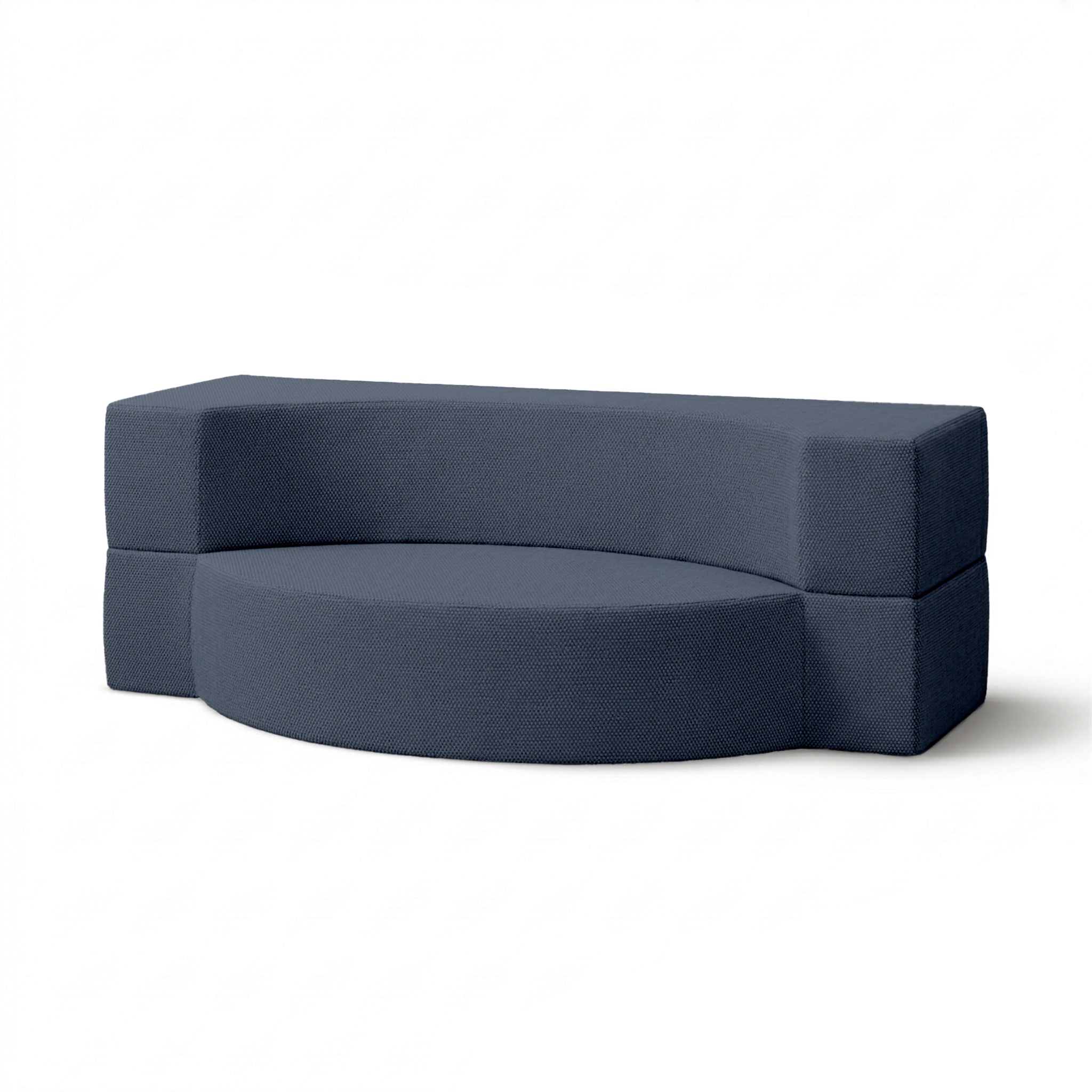 Sofa ogrodowa piankowa 200x100x70 cm w stylu japandi - tkanina outdoorowa Harris, półokrągła forma | Lunaria Nocny Denim (HARRIS 7526)