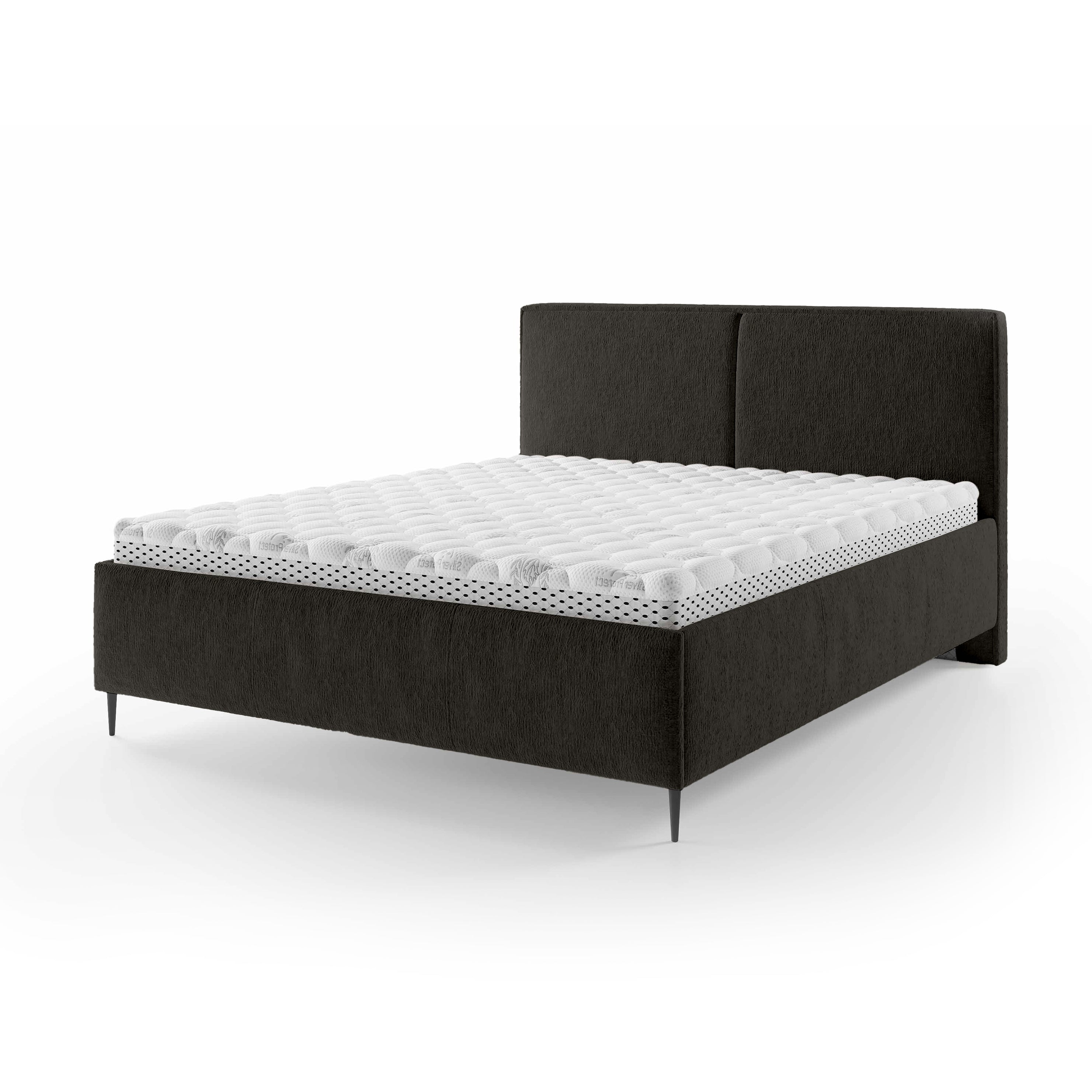 Łóżko Tapicerowane Hatti 140 200 Ciemny Antracyt