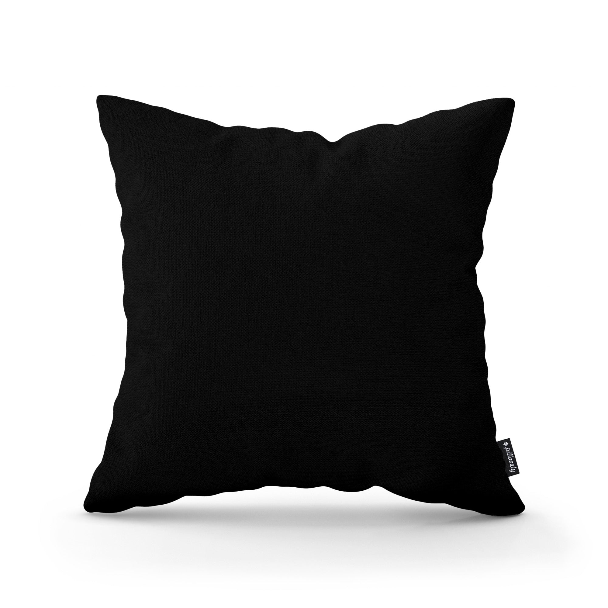 Poduszka dekoracyjna 45×45 cm w stylu minimalistycznym – gładka tkanina 100% PES, ukryty zamek | Gładka Czarna Otchłań (KRONOS 07)