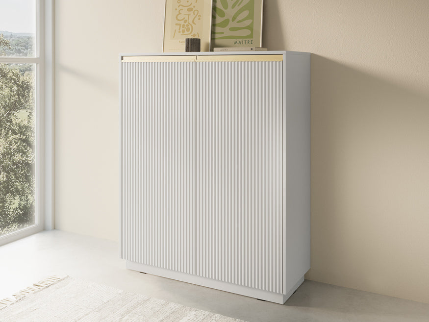 Komoda 104x127 w stylu nowoczesnym - frezowane fronty MDF, złote uchwyty, wysoka zabudowa | Westa
