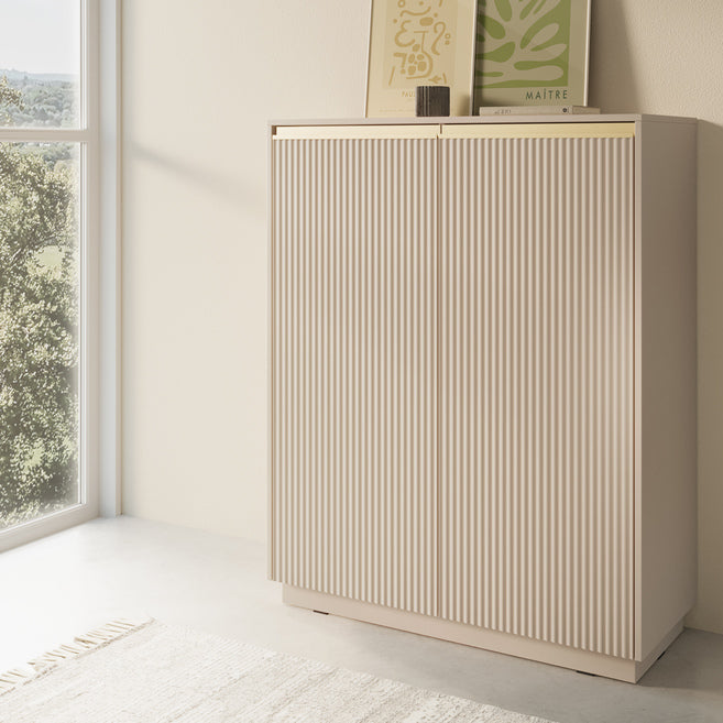Komoda 104x127 w stylu nowoczesnym - frezowane fronty MDF, złote uchwyty, wysoka zabudowa | Westa