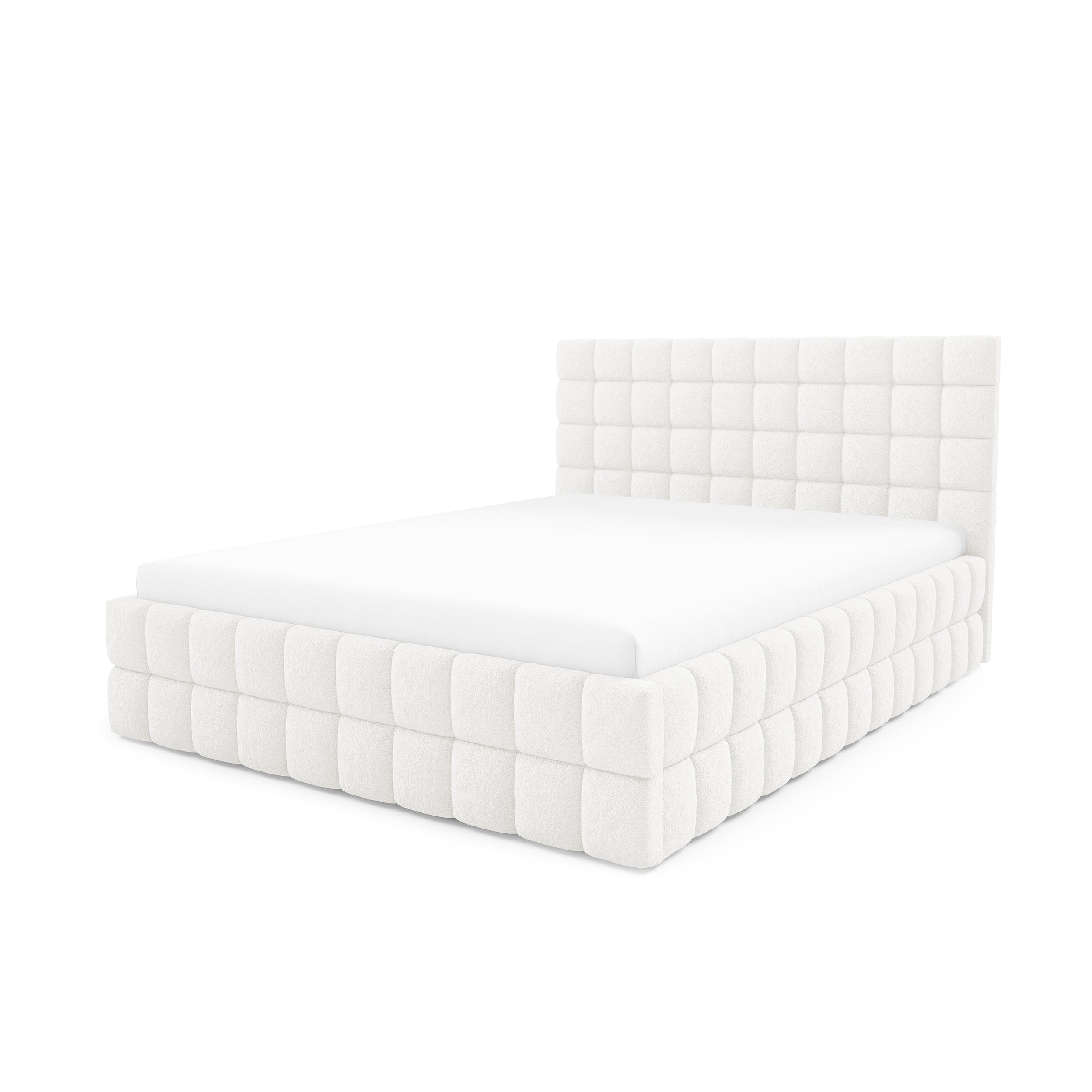 Łóżko tapicerowane z pojemnikiem w różnych rozmiarach w stylu nowoczesnym - tkanina Lambi, pikowany zagłówek | Stratus Nie Poranna Mgiełka (LAMBI 07)