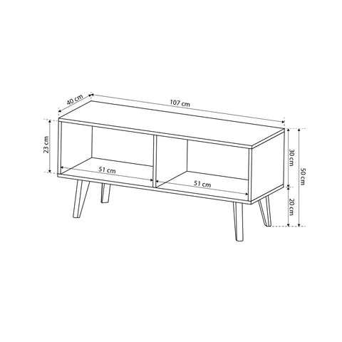 Szafka RTV pod telewizor 107x50 w stylu skandynawskim - dąb riviera, drewniane nóżki, fronty MDF | Lato
