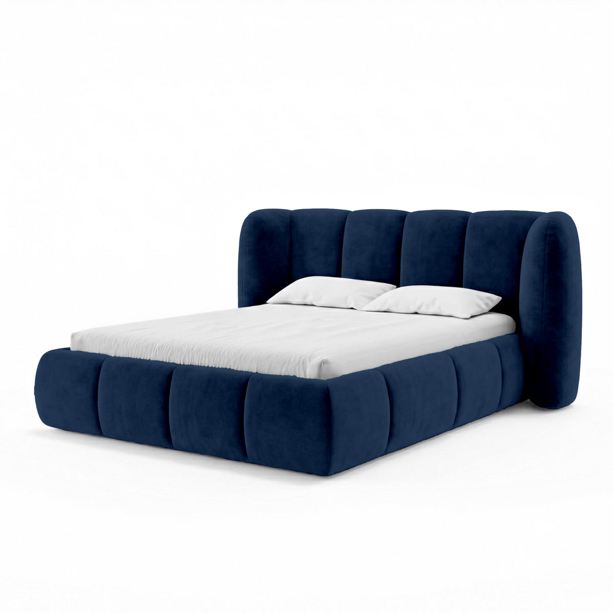 Łóżko tapicerowane pikowane z pojemnikiem w stylu soft modern | Ventara