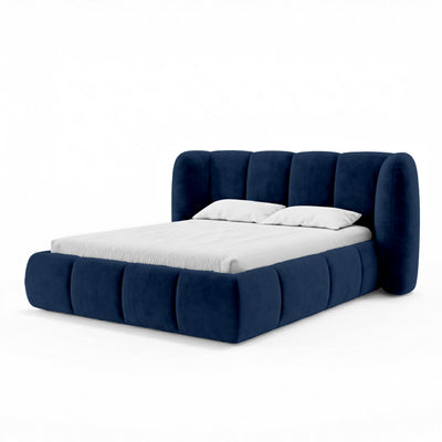 Łóżko tapicerowane pikowane z pojemnikiem w stylu soft modern | Ventara