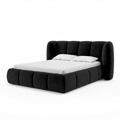 Łóżko tapicerowane pikowane z pojemnikiem w stylu soft modern | Ventara