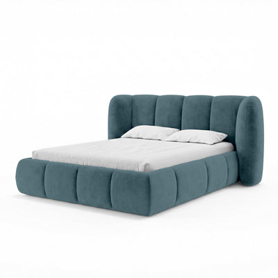 Łóżko tapicerowane pikowane z pojemnikiem w stylu soft modern | Ventara