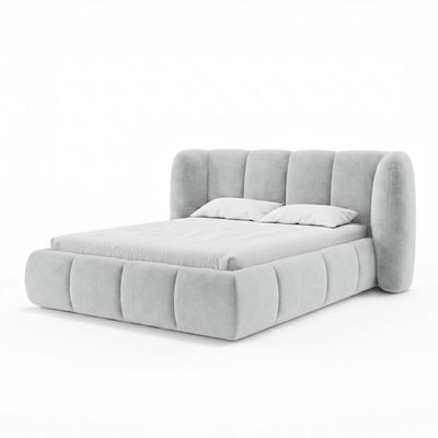 Łóżko tapicerowane pikowane z pojemnikiem w stylu soft modern | Ventara