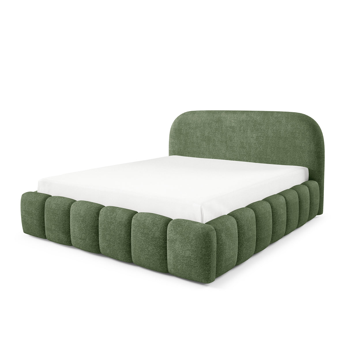 Łóżko tapicerowane z pojemnikiem w stylu modern soft, tkanina Monte | Tegell
