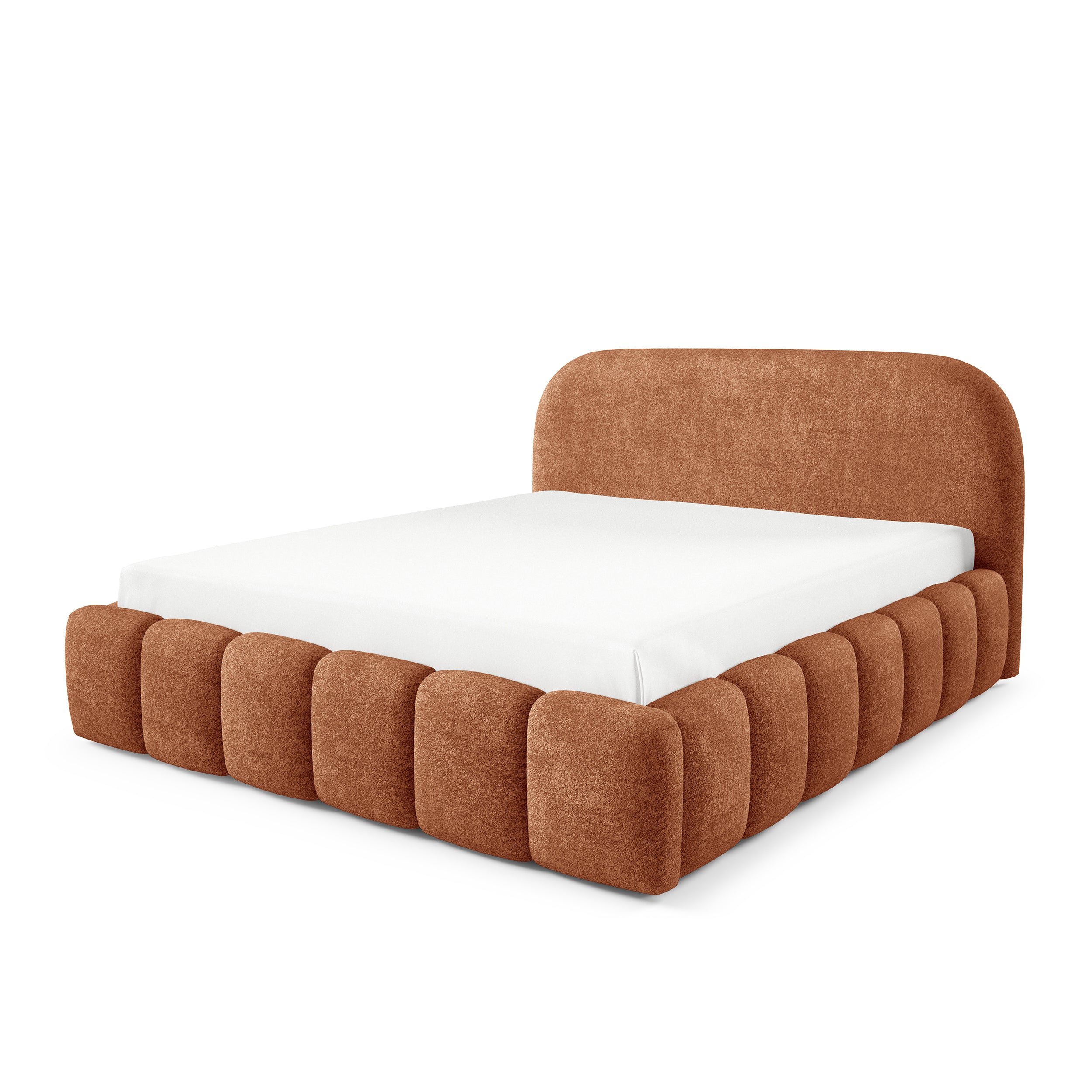Łóżko tapicerowane z pojemnikiem w stylu modern soft, tkanina Monte | Tegell