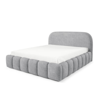 Łóżko tapicerowane z pojemnikiem w stylu modern soft, tkanina Monte | Tegell