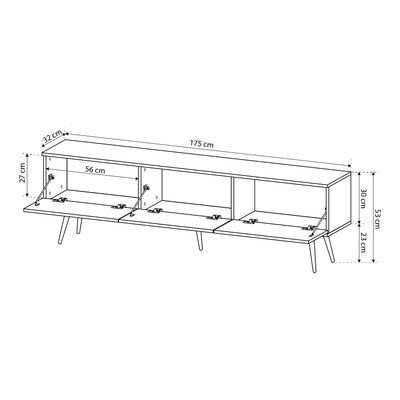 Szafka RTV 175x30 ze złotymi akcentami | Meva