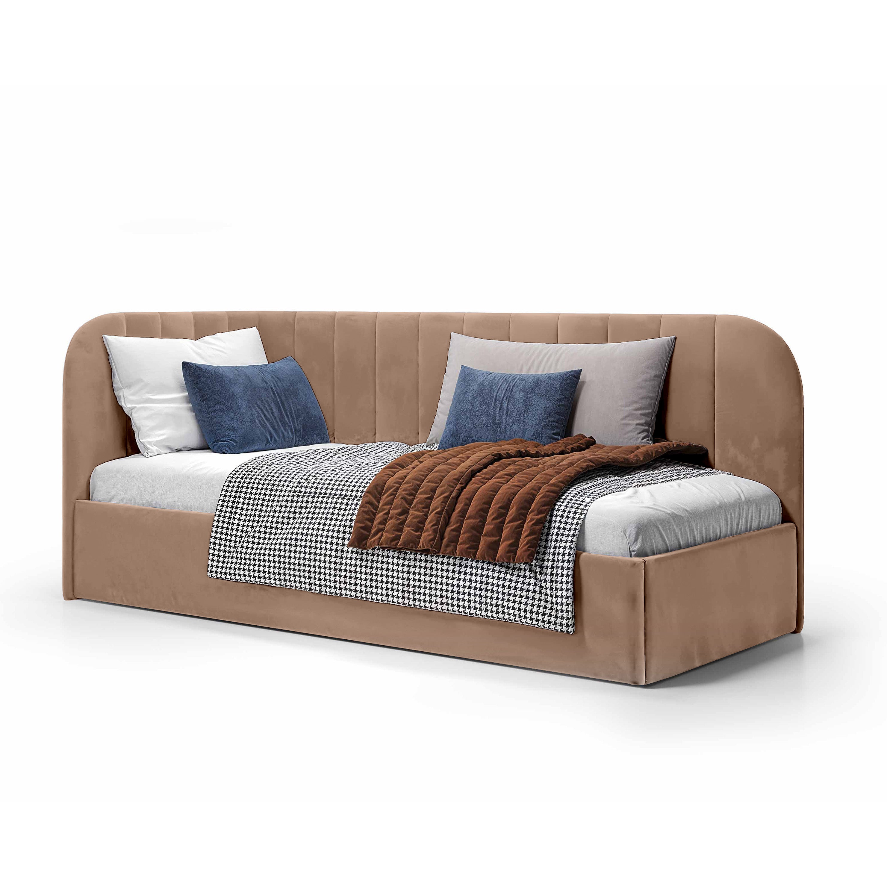 Łóżko Narożne Mily Prawo Orzechowy Piasek