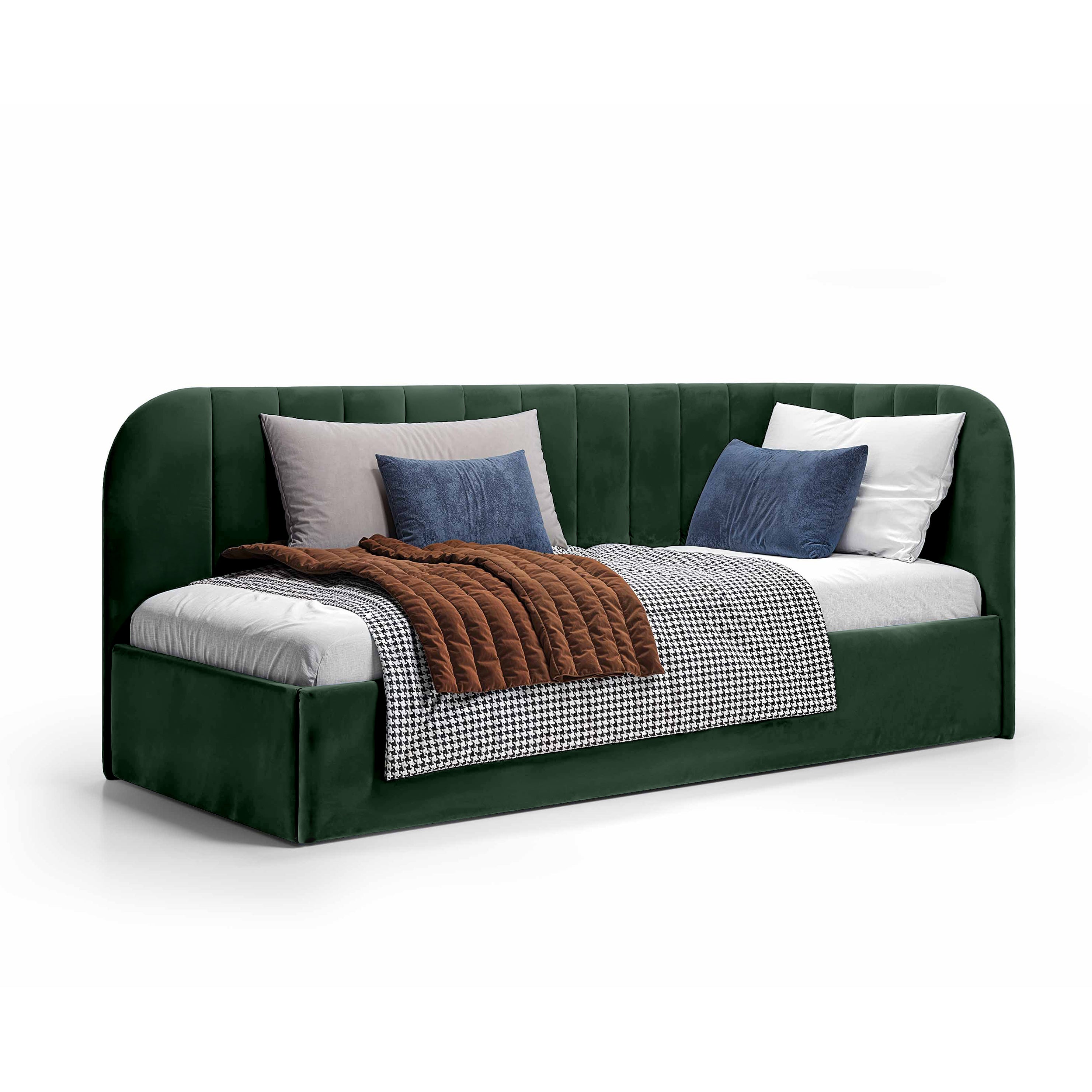 Łóżko Narożne Mily Lewo Zielony Mrok