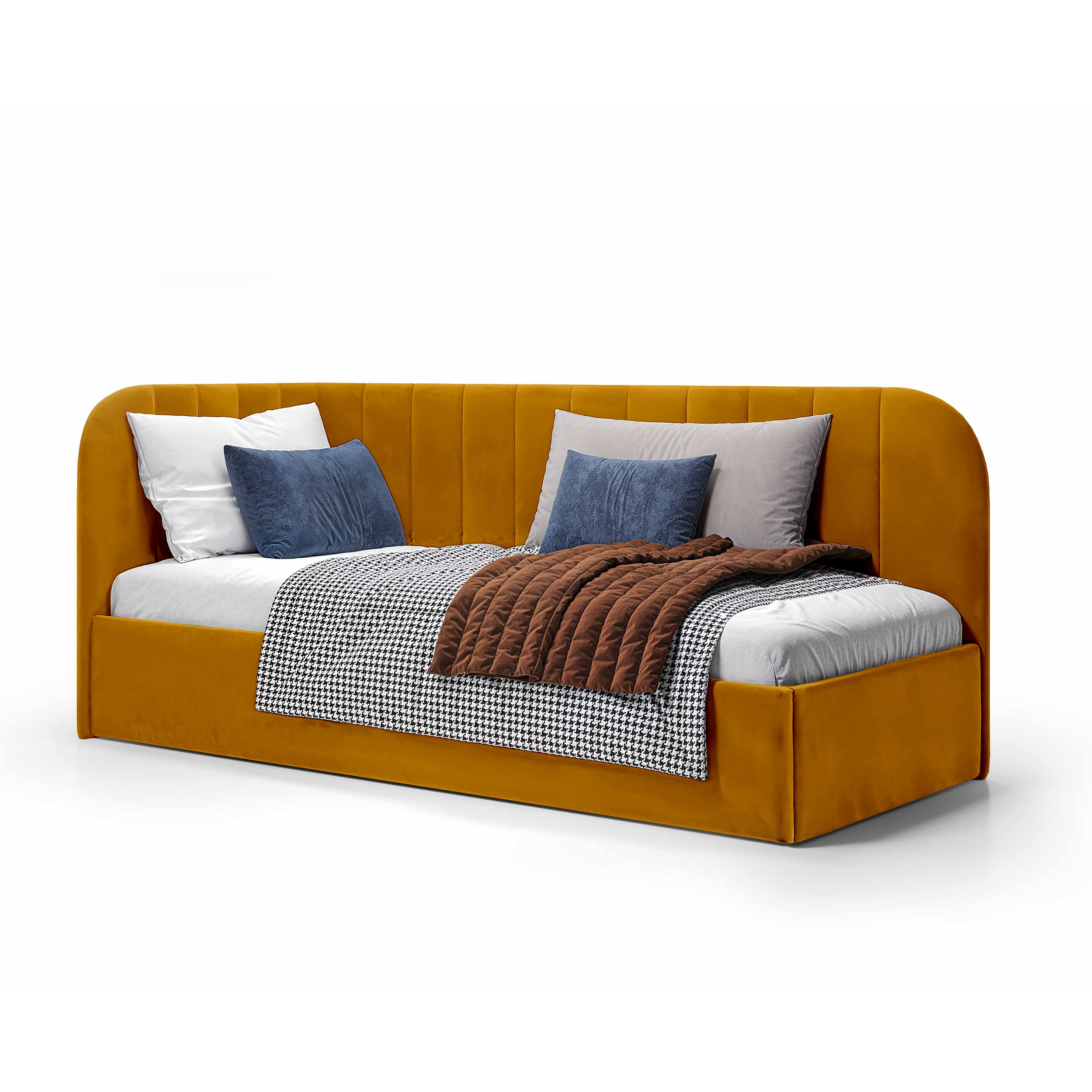 Łóżko Narożne Mily Prawo Bursztynowa Ochra