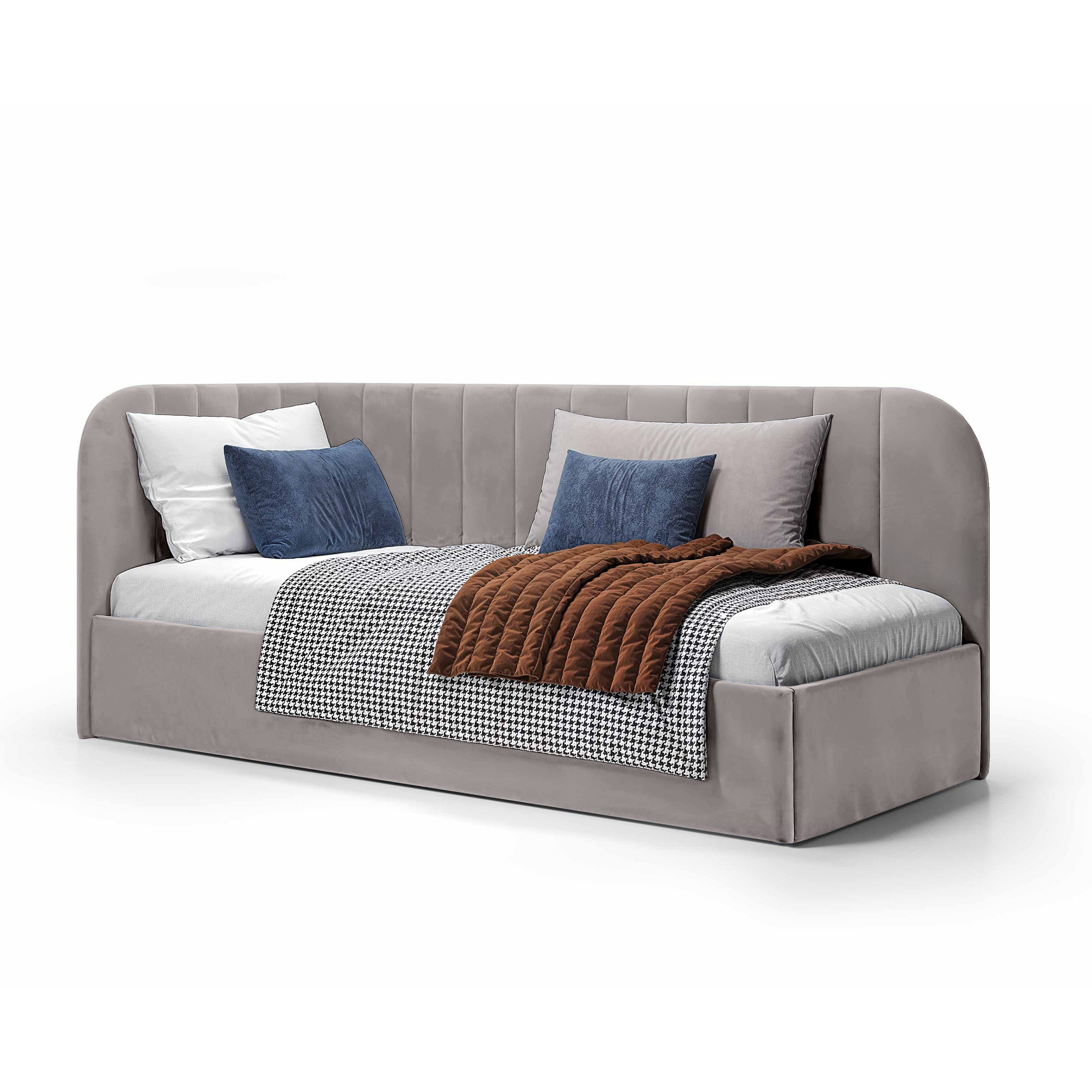 Łóżko Narożne Mily Prawo Popielisty Beż