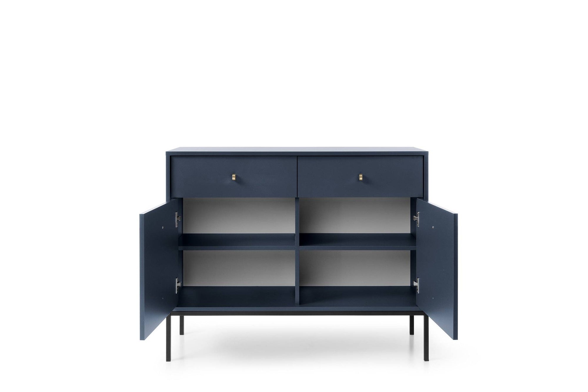 Komoda 104x84 w stylu vintage - szuflady z cichym domykiem, złote uchwyty, metalowa podstawa | Kviat