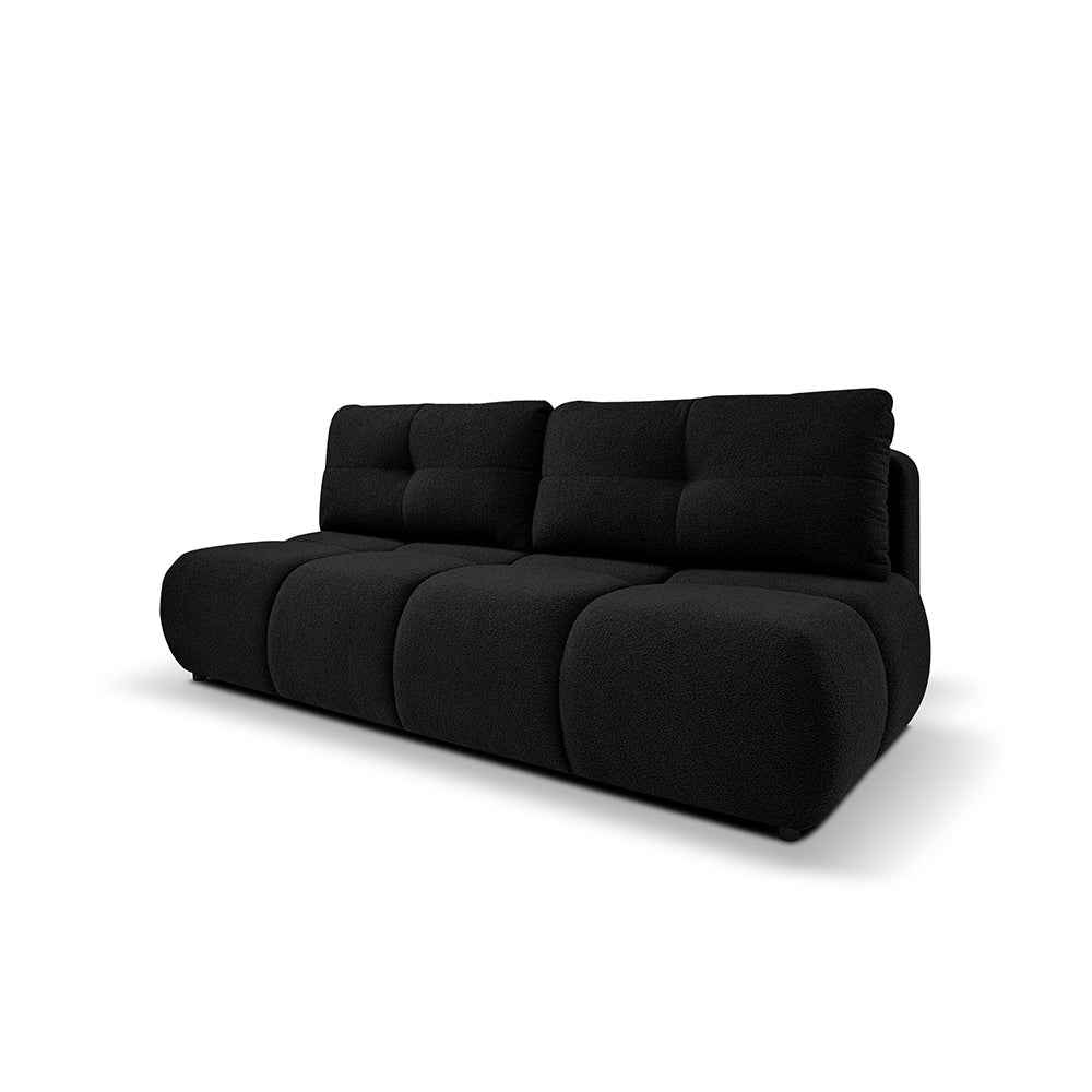 Sofa 3-osobowa z funkcją spania 142x200 w stylu miękkiego minimalizmu – z pojemnikiem, automat DL | Milorya Głęboka Otchłań (NOW OR NEVER 100)