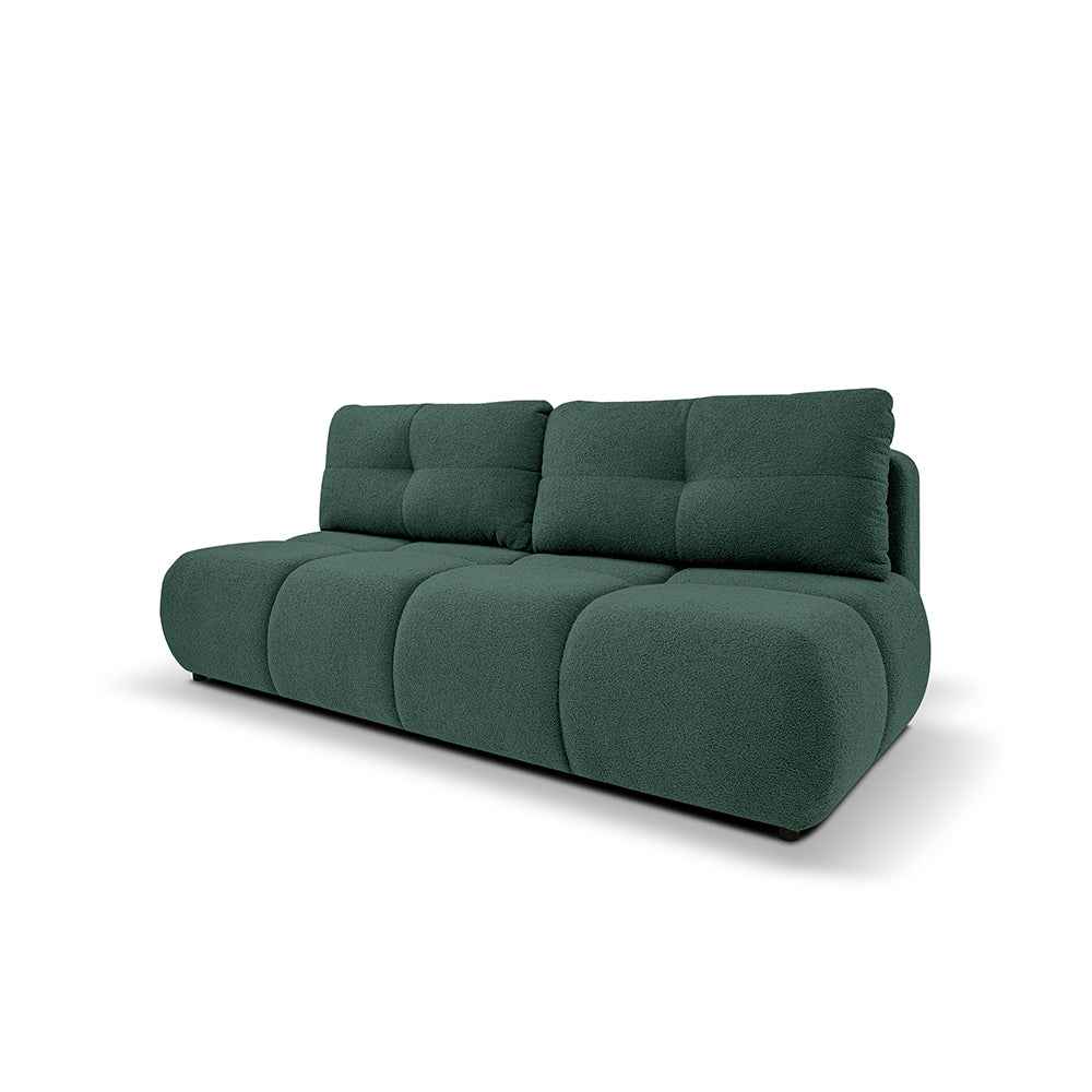 Sofa 3-osobowa z funkcją spania 142x200 w stylu miękkiego minimalizmu – z pojemnikiem, automat DL | Milorya Leśna Patyna (NOW OR NEVER 34)