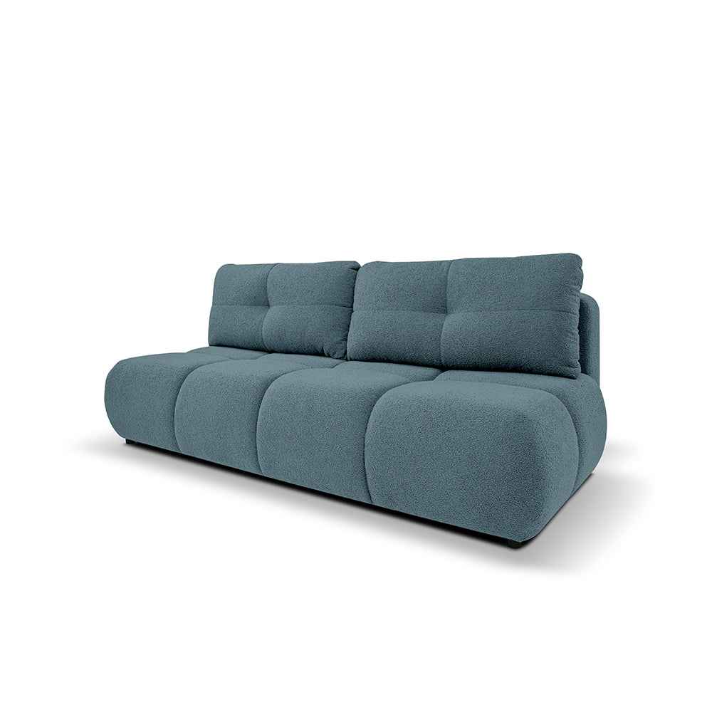 Sofa 3-osobowa z funkcją spania 142x200 w stylu miękkiego minimalizmu – z pojemnikiem, automat DL | Milorya Atlantycki Półmrok (NOW OR NEVER 73)