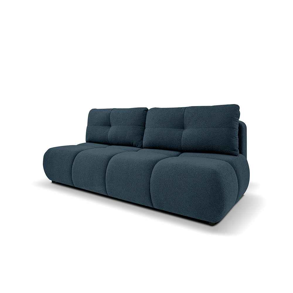 Sofa 3-osobowa z funkcją spania 142x200 w stylu miękkiego minimalizmu – z pojemnikiem, automat DL | Milorya Morski Węgiel (NOW OR NEVER 77)