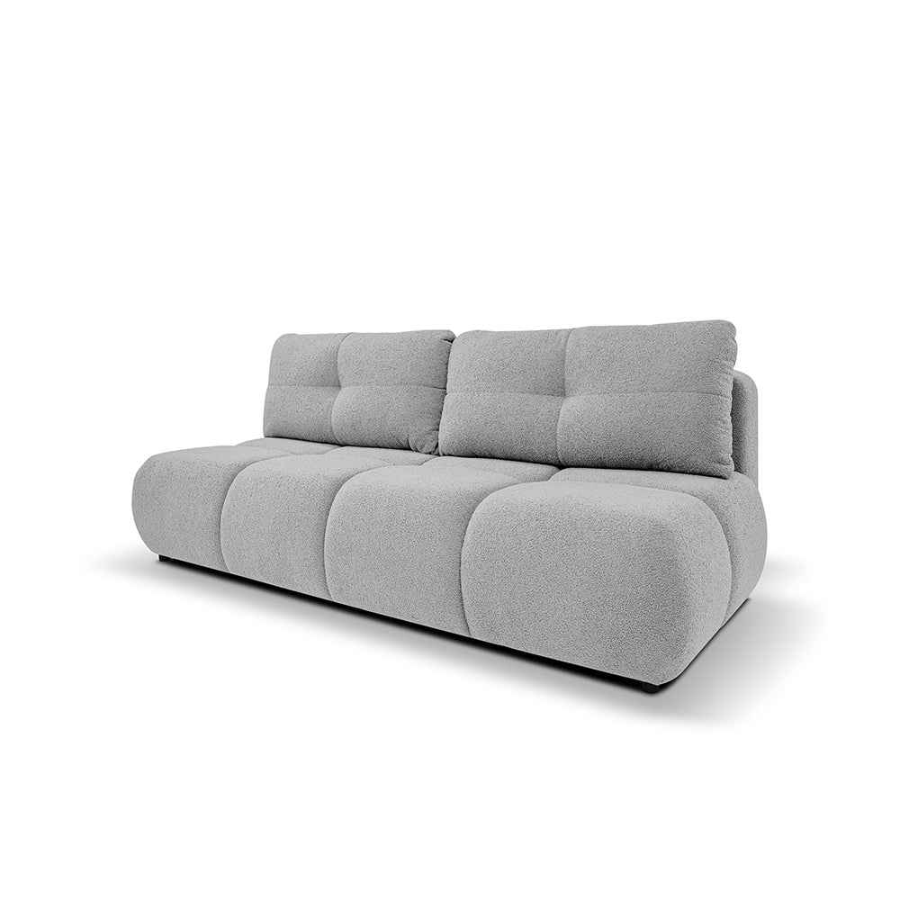 Sofa 3-osobowa z funkcją spania 142x200 w stylu miękkiego minimalizmu – z pojemnikiem, automat DL | Milorya Popiel Srebrzysty (NOW OR NEVER 83)