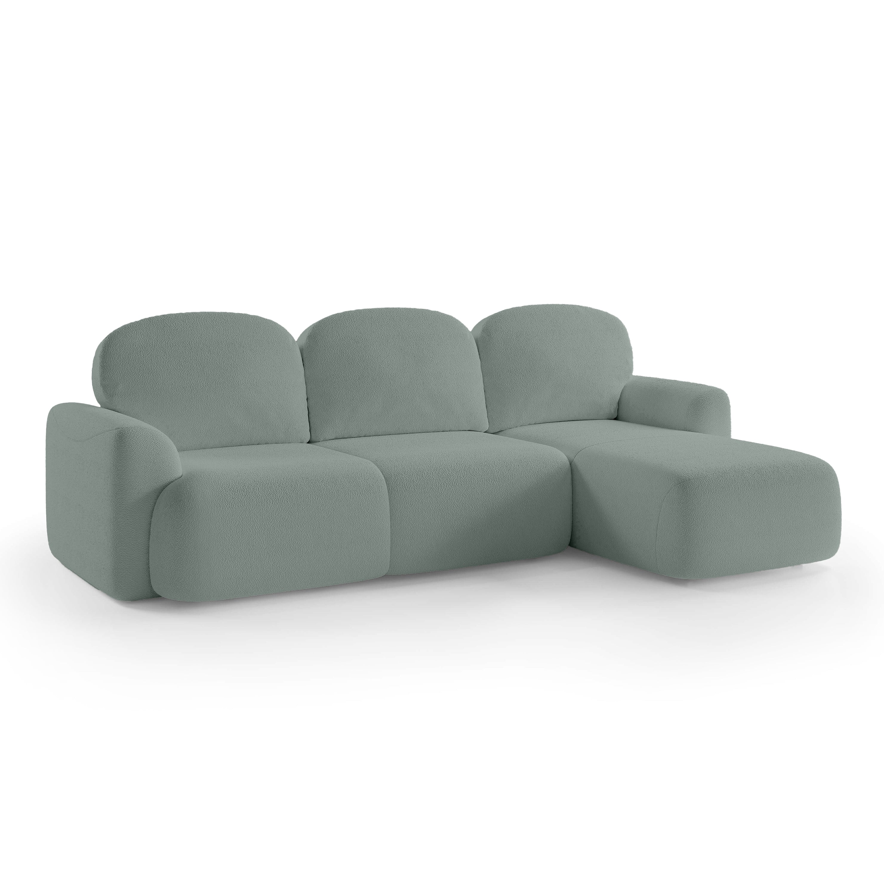 Narożnik z funkcją spania 3–4 osobowy DL 260 cm w stylu nowoczesnym | Bulu Prawostronna Mgła Oceanu (PERFECT HARMONY 72)
