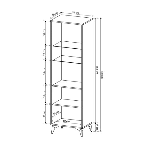 Witryna przeszklona 54x178 cm w stylu nowoczesnym – push to open, dekor jodełki, dąb Evoke | Nirwana