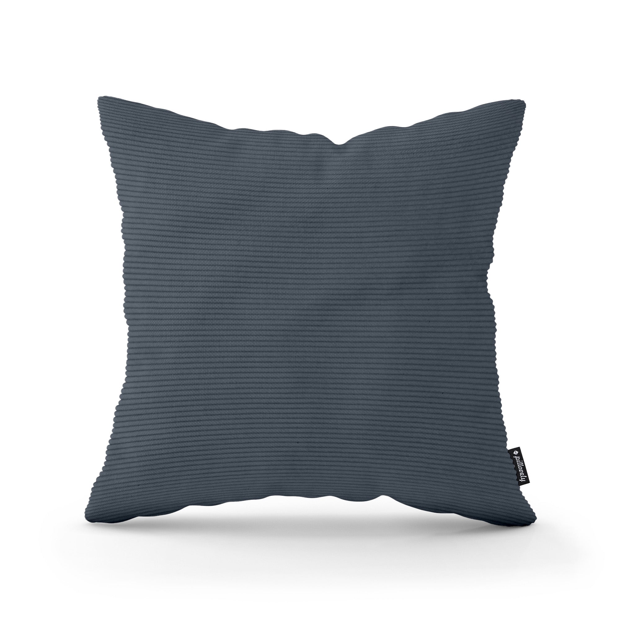 Poduszka dekoracyjna 45×45 cm w stylu scandi i boho – sztruks 100% PES, pionowe prążki | Sztruks Czarny Grafit (ONTARIO 20)