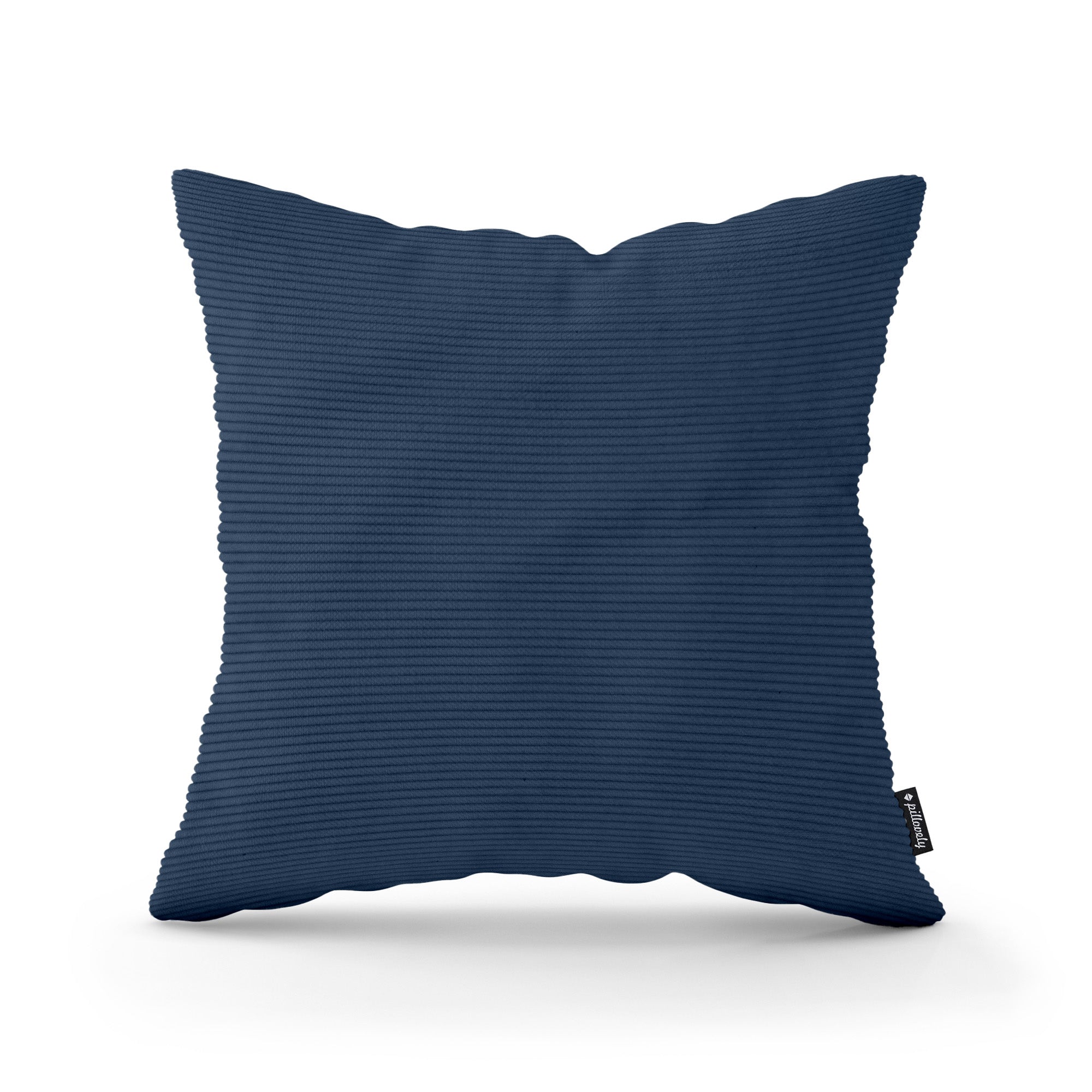 Poduszka dekoracyjna 45×45 cm w stylu scandi i boho – sztruks 100% PES, pionowe prążki | Sztruks Granatowy Cień (ONTARIO 26)