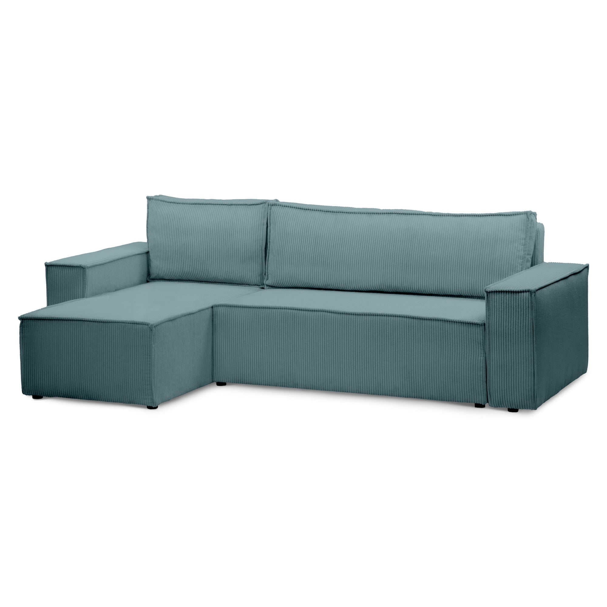 Narożnik uniwersalny z funkcją spania 3-osobowy 200x142–154 w stylu loft – tkanina POSO, pojemnik na pościel, mechanizm DL | Agi Głęboki Grafit (POSO 125) Uniwersalny