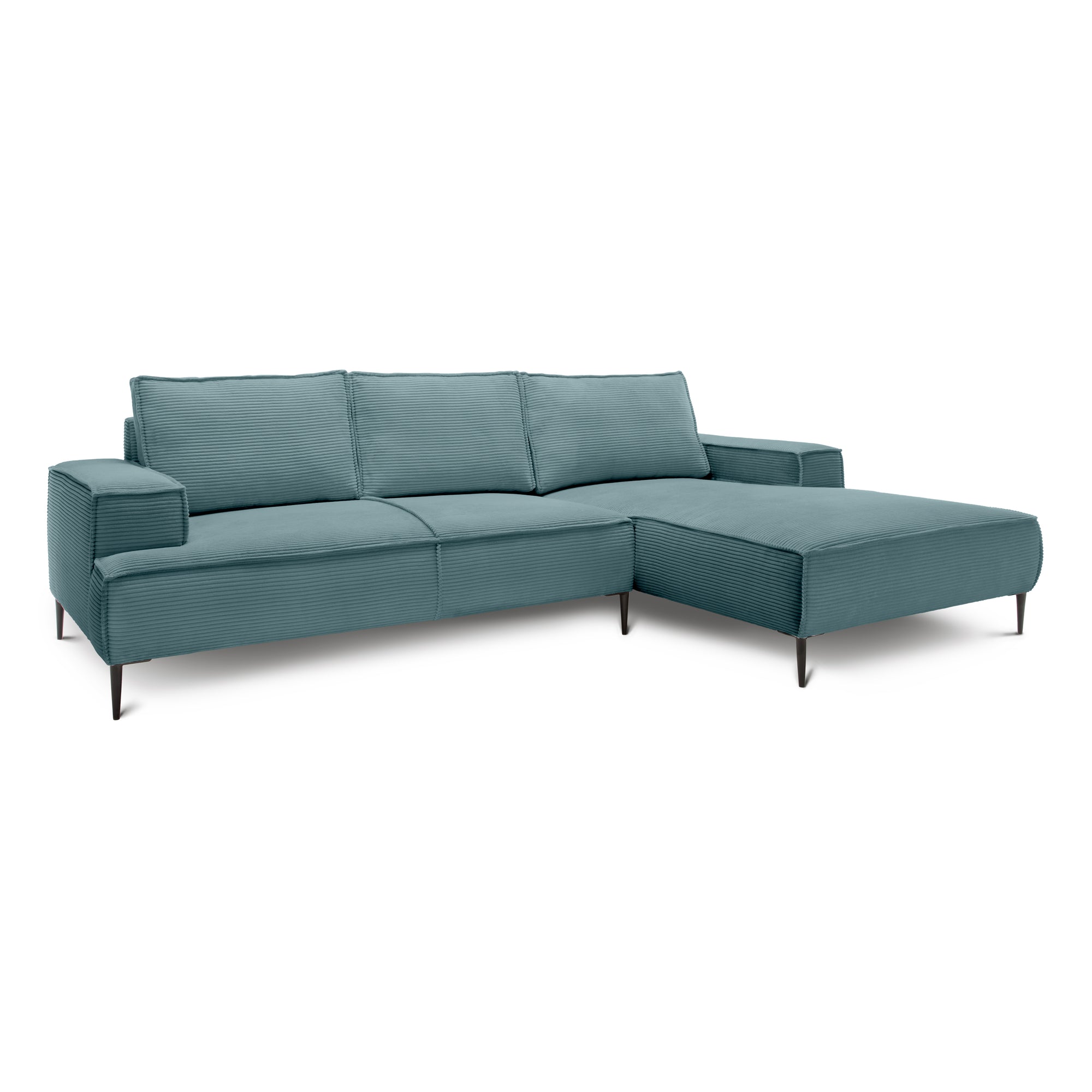 Narożnik 3-osobowy 275 cm w stylu modern classic – tkanina POSO, pianka T35 | May Głęboki Grafit (POSO 125) Prawostronny
