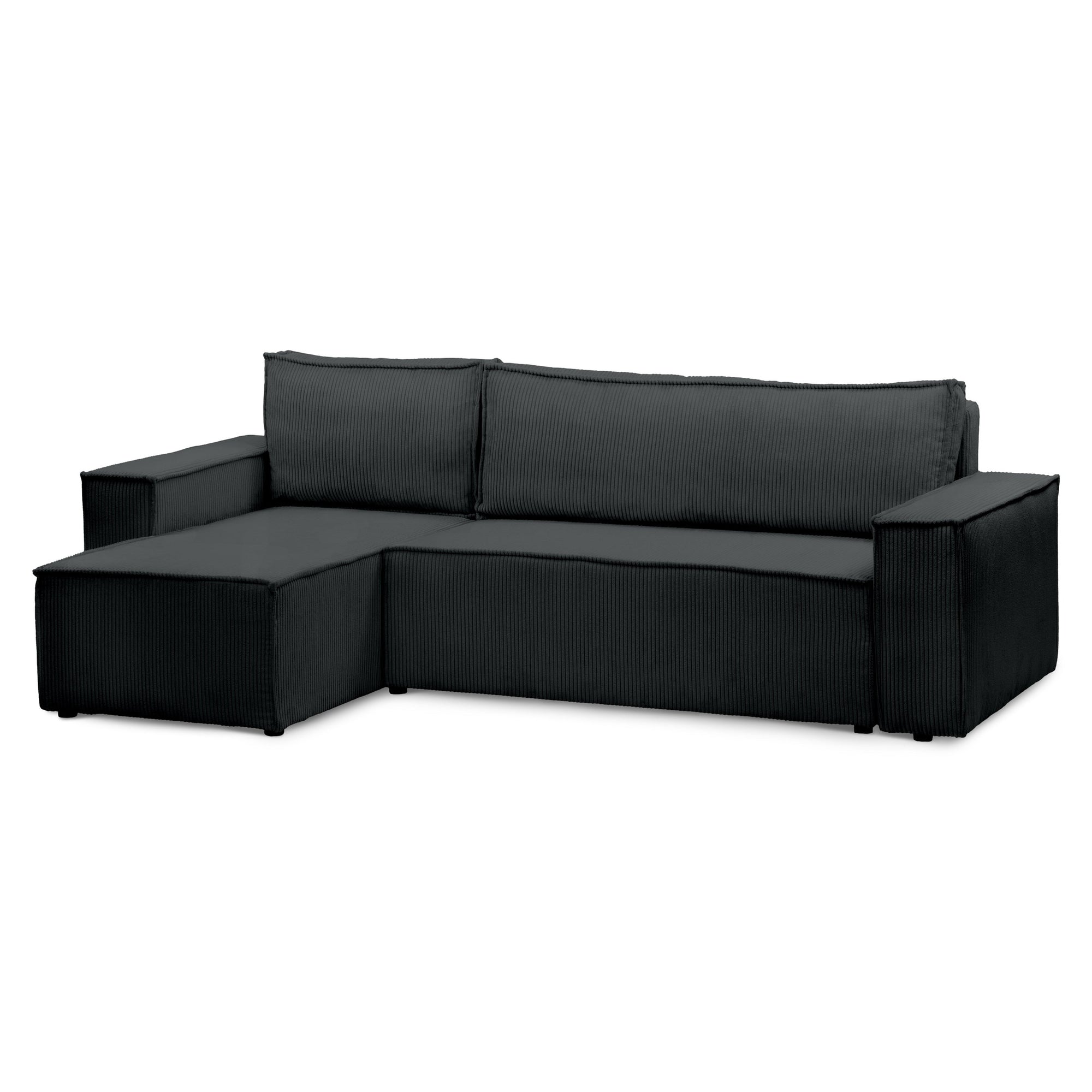 Narożnik uniwersalny z funkcją spania 3-osobowy 200x142–154 w stylu loft – tkanina POSO, pojemnik na pościel, mechanizm DL | Agi Węgiel (POSO 135) Uniwersalny