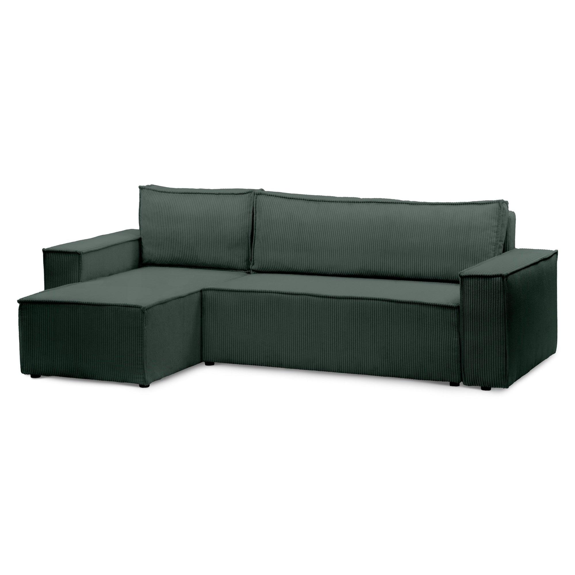 Narożnik uniwersalny z funkcją spania 3-osobowy 200x142–154 w stylu loft – tkanina POSO, pojemnik na pościel, mechanizm DL | Agi Leśna Zieleń (POSO 14) Uniwersalny