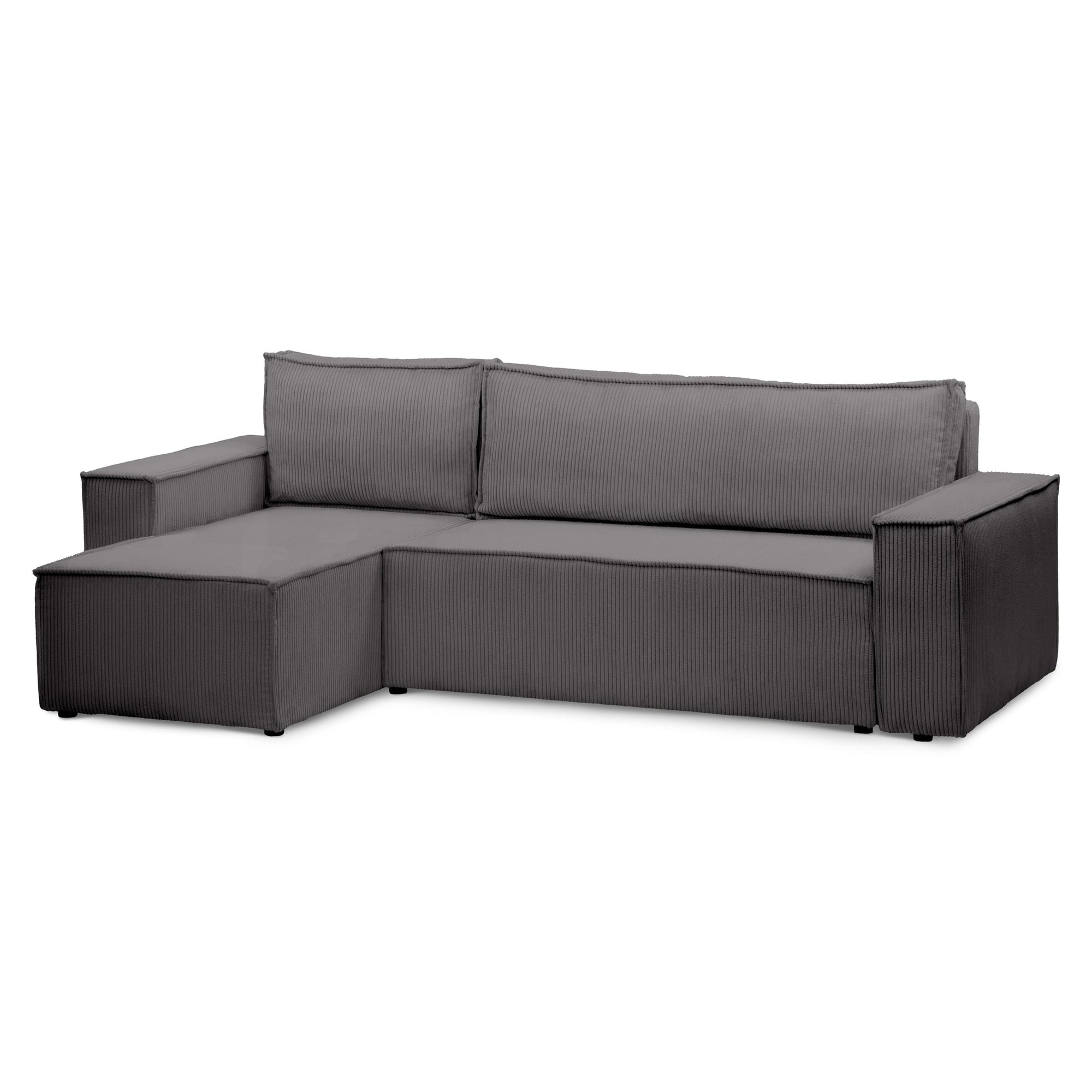 Narożnik uniwersalny z funkcją spania 3-osobowy 200x142–154 w stylu loft – tkanina POSO, pojemnik na pościel, mechanizm DL | Agi Stalowy Brąz (POSO 22) Uniwersalny