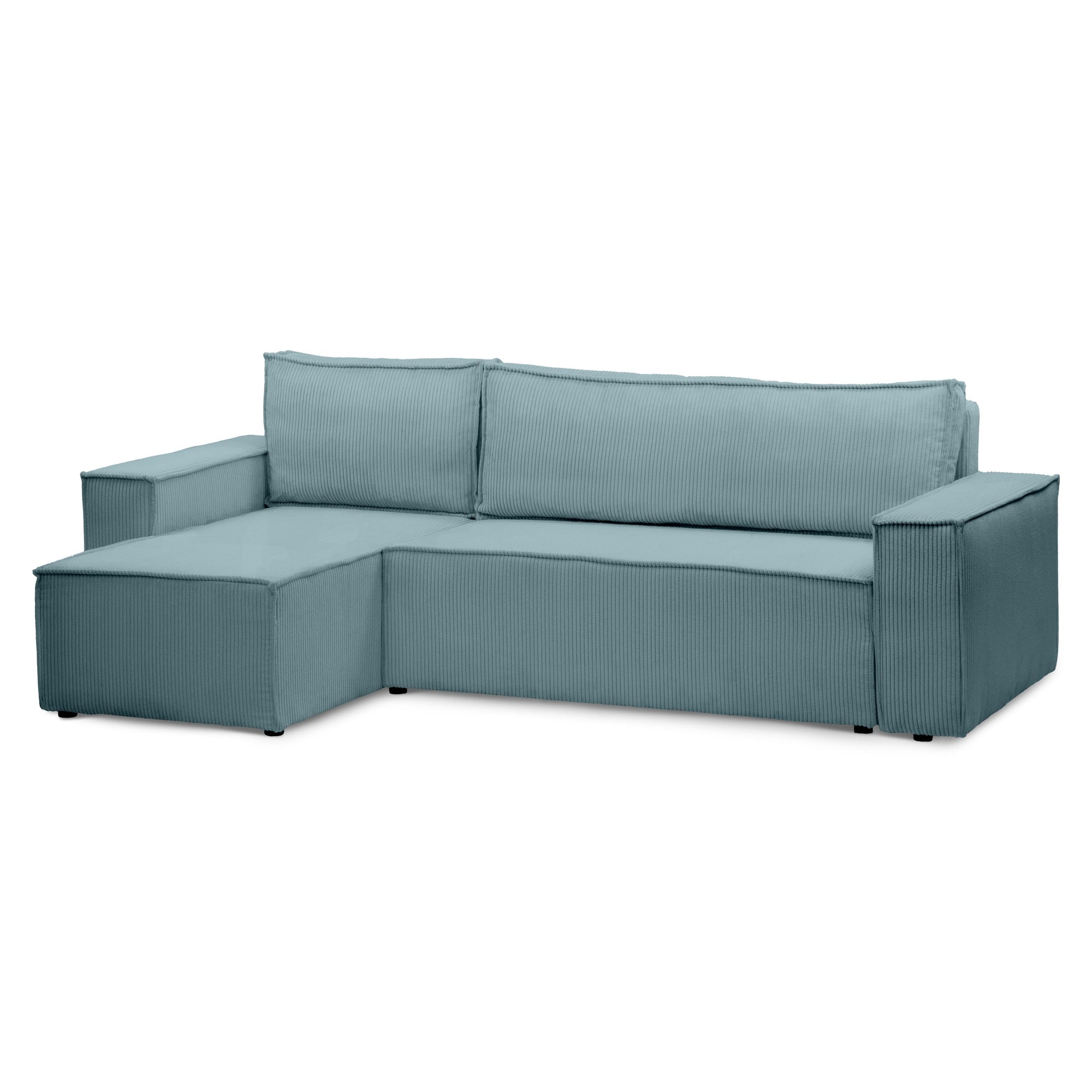 Narożnik uniwersalny z funkcją spania 3-osobowy 200x142–154 w stylu loft – tkanina POSO, pojemnik na pościel, mechanizm DL | Agi Zimna Mięta (POSO 26) Uniwersalny