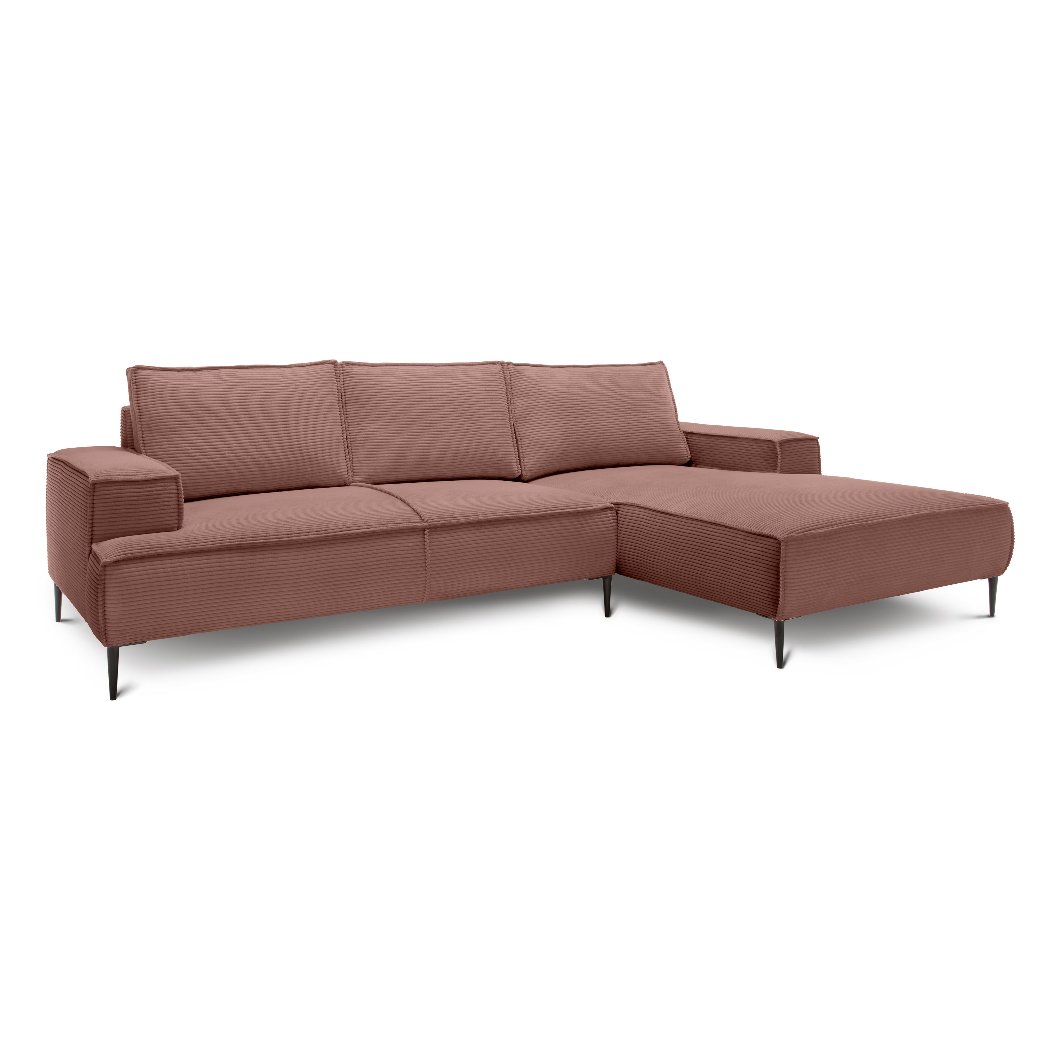 Narożnik 3-osobowy 275 cm w stylu modern classic | May Ceglane Ciepło (POSO 29) Prawostronny